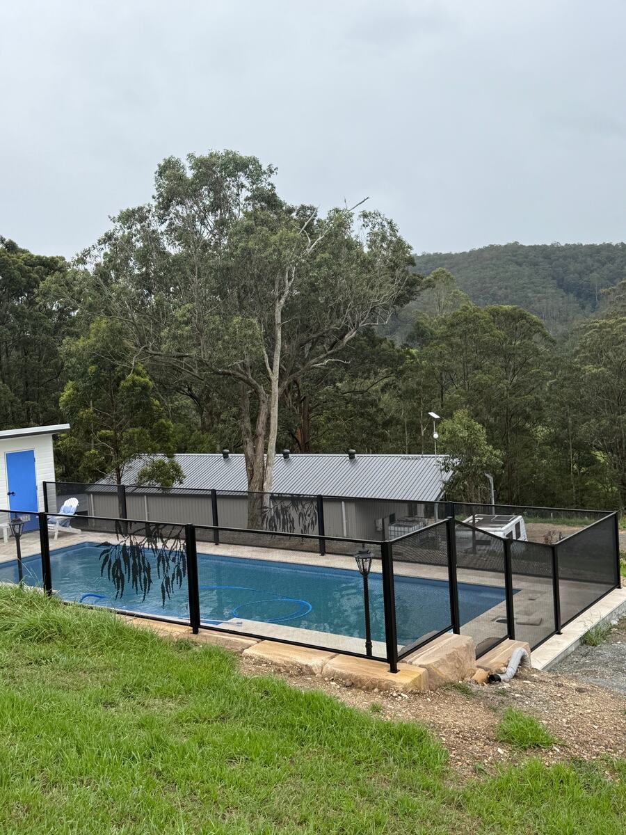 Pure Perf pool fencing on a rural block, NSW Mid North Coast