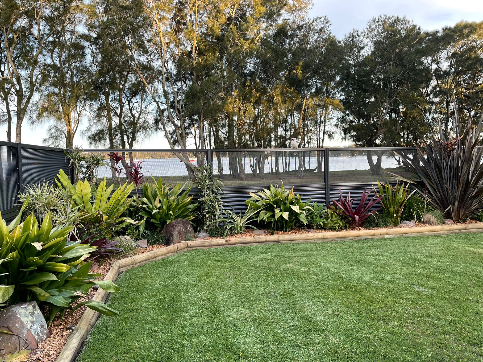 Textured Black front fencing, Toronto NSW